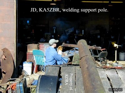 Sparks fly as JD puts on the finishing touches. Click for high resolution version.